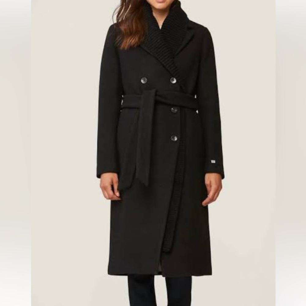 Soia& Kyo Black Double-Breasted Wool Coat